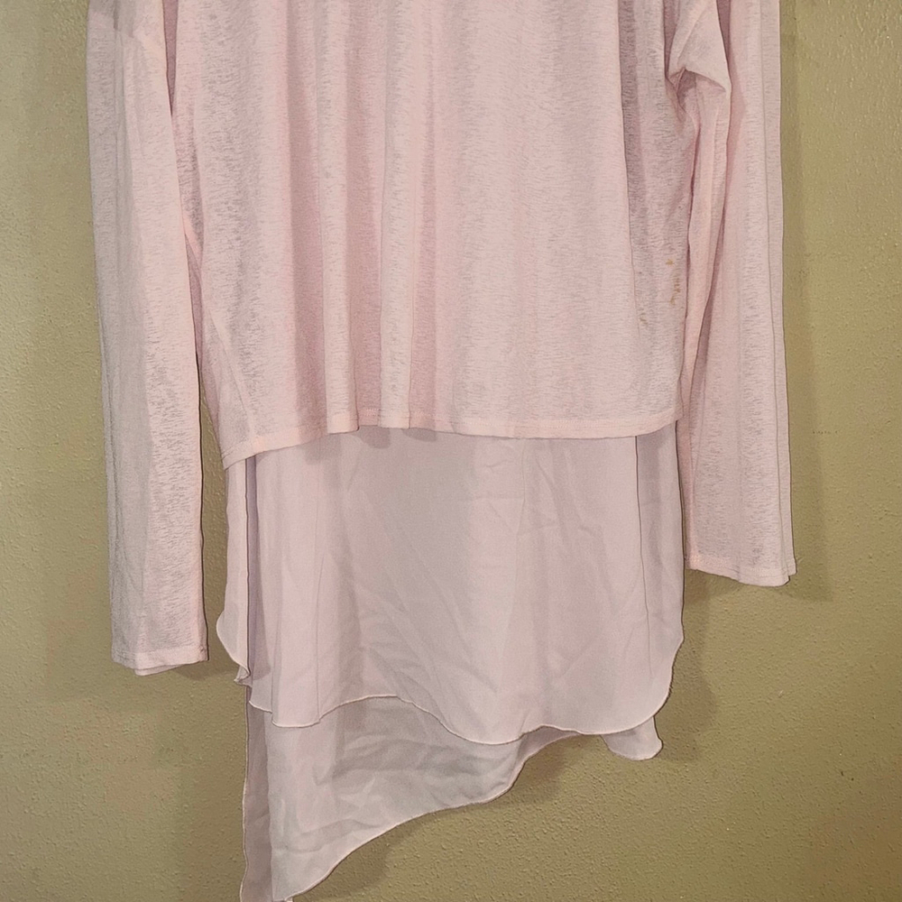 Light Pink Hooded Layered-Trim Women's Top - Picture 6 of 10